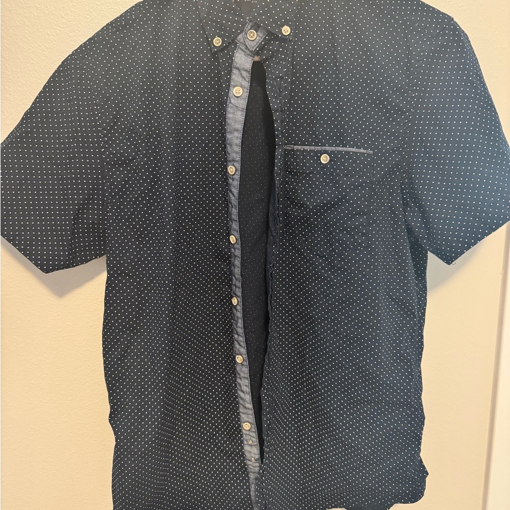Denim & Flower Dark Blue Dotted Shirt